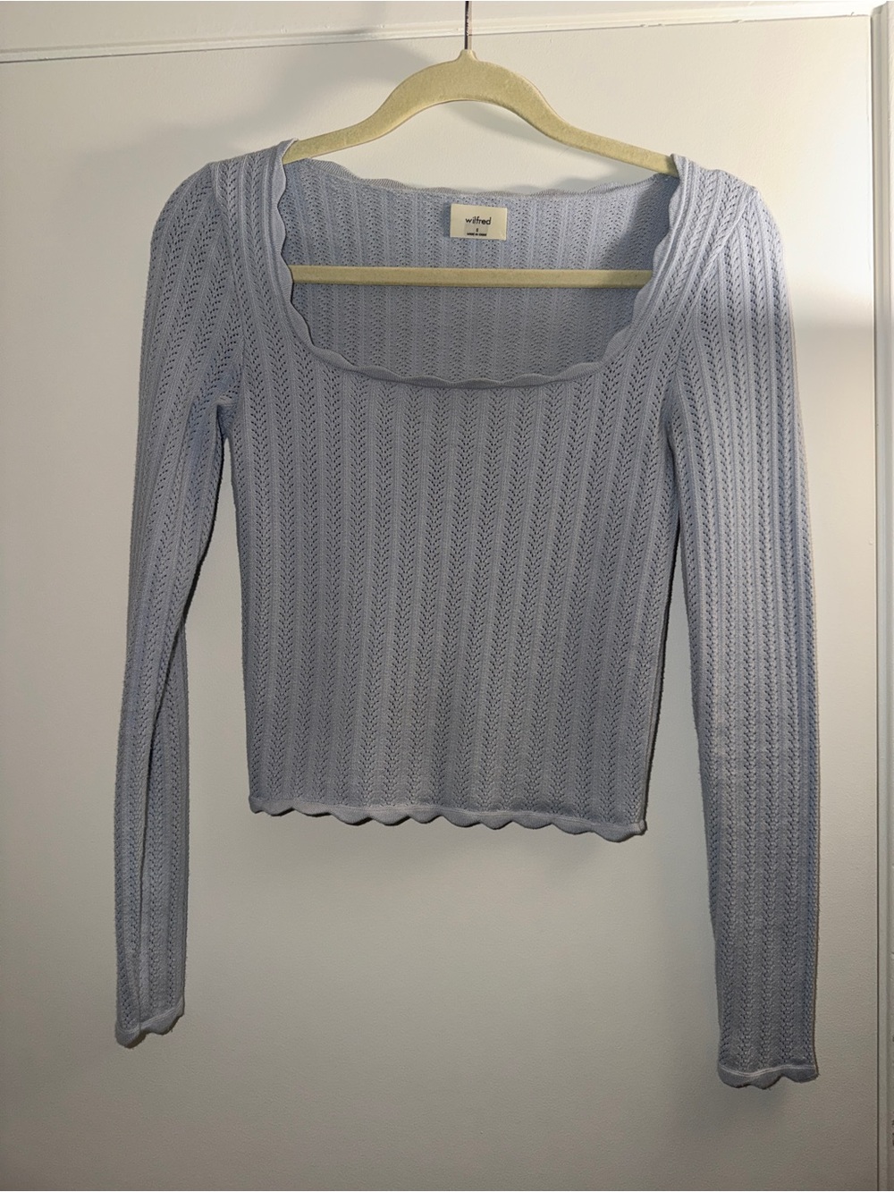 Wilfred Pale Blue Ribbed Long Sleeve Square Neck Sweater